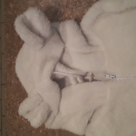 Girls Furry Fleece Bear Ear Zip-up Hoodie Sweatshirt - Picture 2 of 8